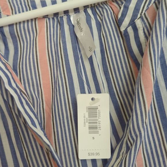 NWT Gap Body Blue White Vertical Striped Light Weight Tie Tank Top - Size S - Picture 6 of 8